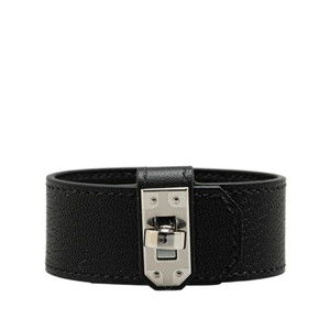 HERMES Black Leather Bracelet